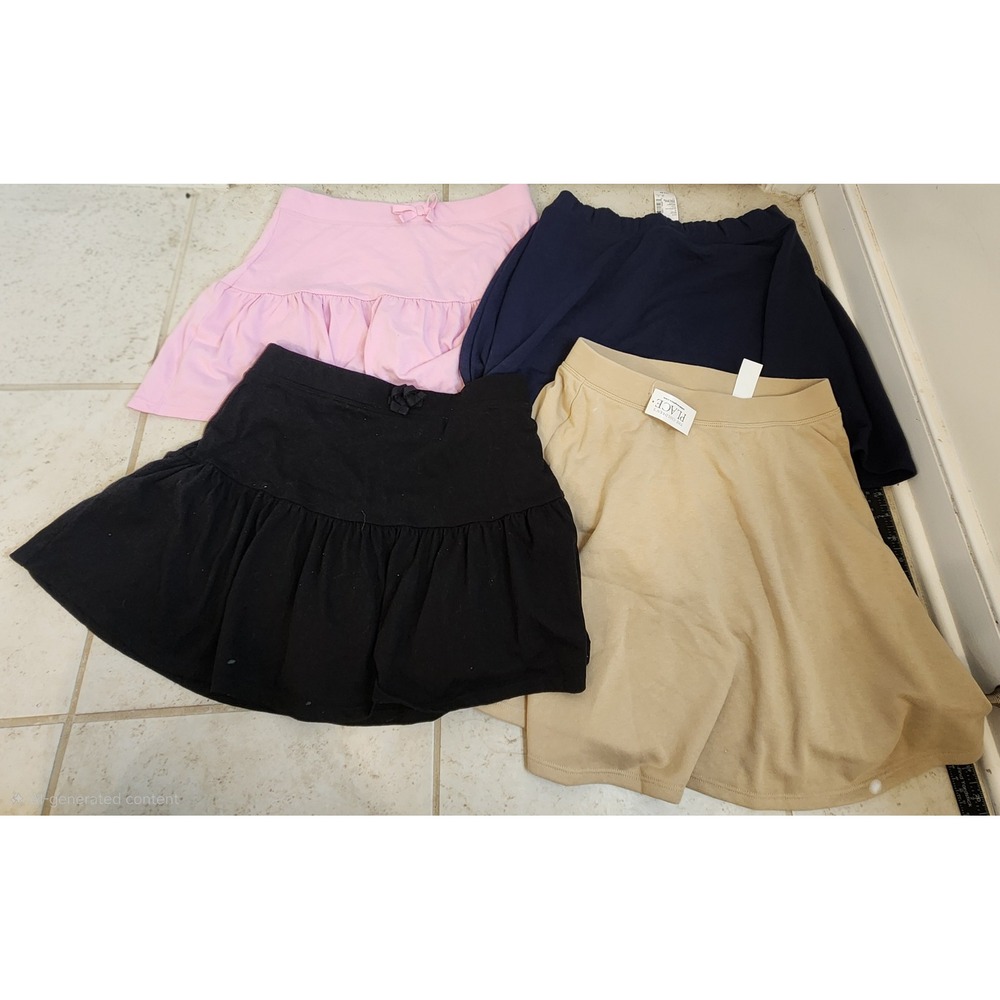 Childrens Place Girls Skort Bundle Lot of 4 Black Navy Khaki Pink Size XXL 16